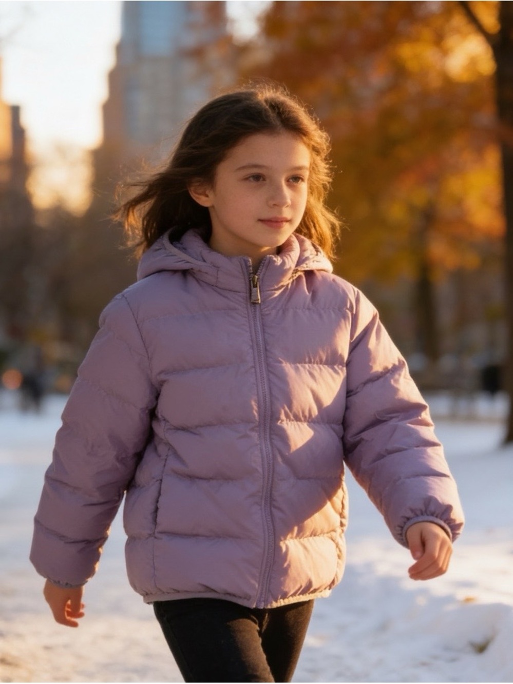 Uniqlo Kids Purple Hooded Puffer Jacket